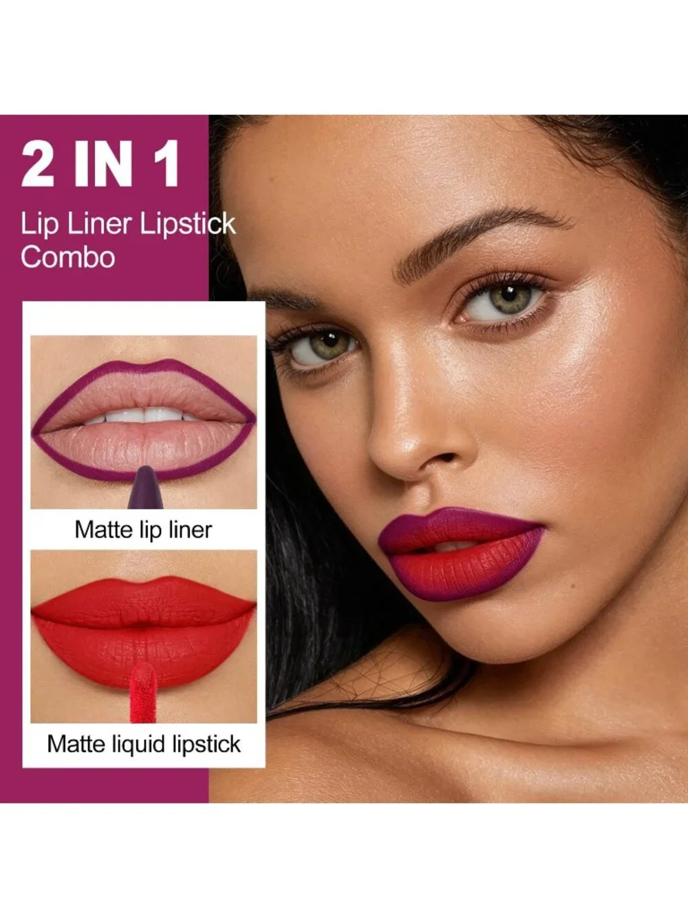 Women's LGA10 2-in-1 Long Lasting Ombre Lips Double-Ended Matte Liquid Lipstick